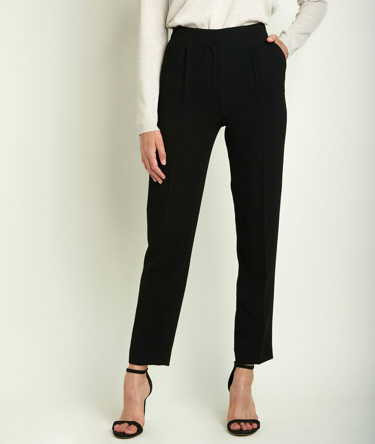 Isaure straight leg cr&ecirc;pe trousers black.