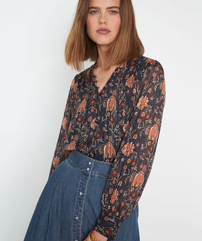 LUCE navy loose-fitting printed blouse PhotoZ | 1-2-3