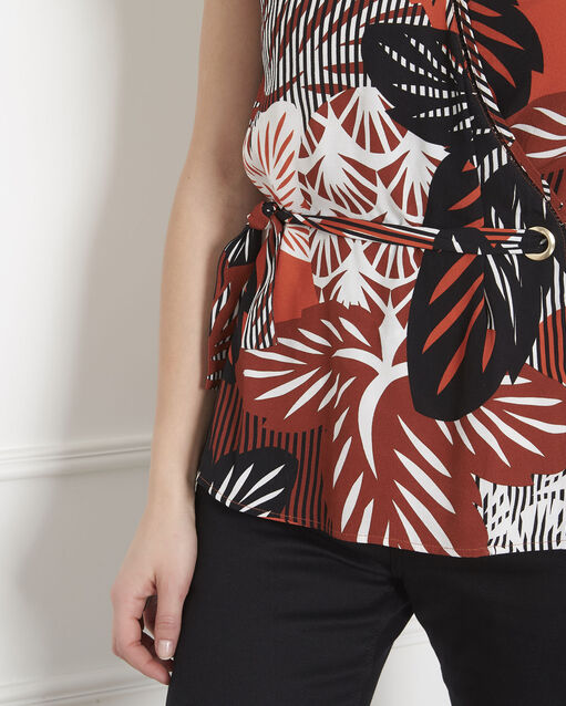 Verano mahogany printed wrap blouse terracotta.