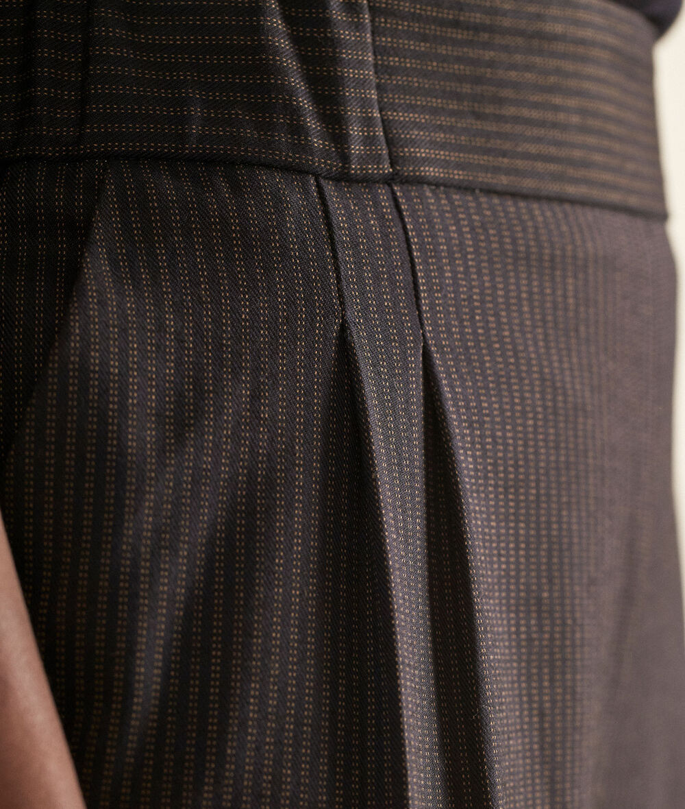 Declan black pinstriped wide-leg trousers PhotoZ | 1-2-3