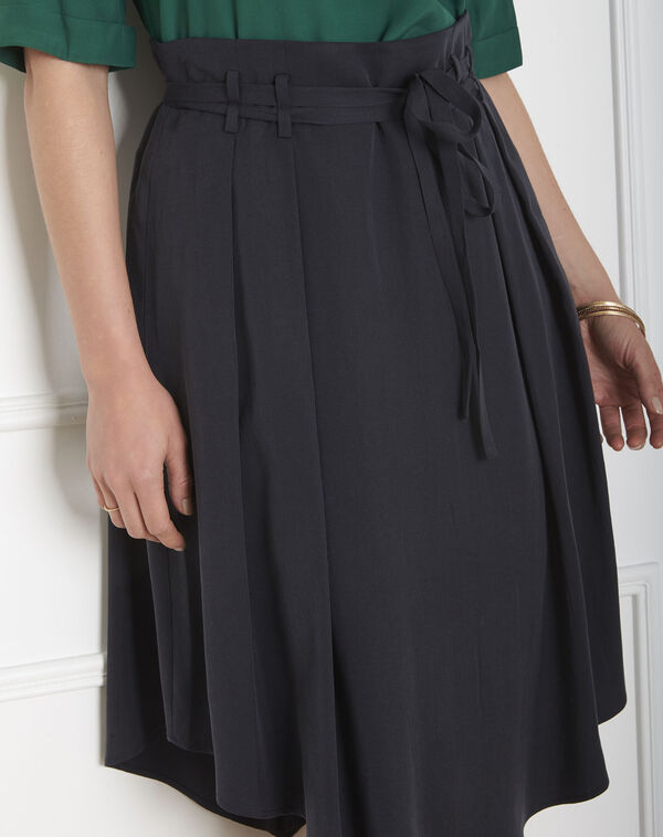 Soufle navy asymmetrical fluid skirt navy.