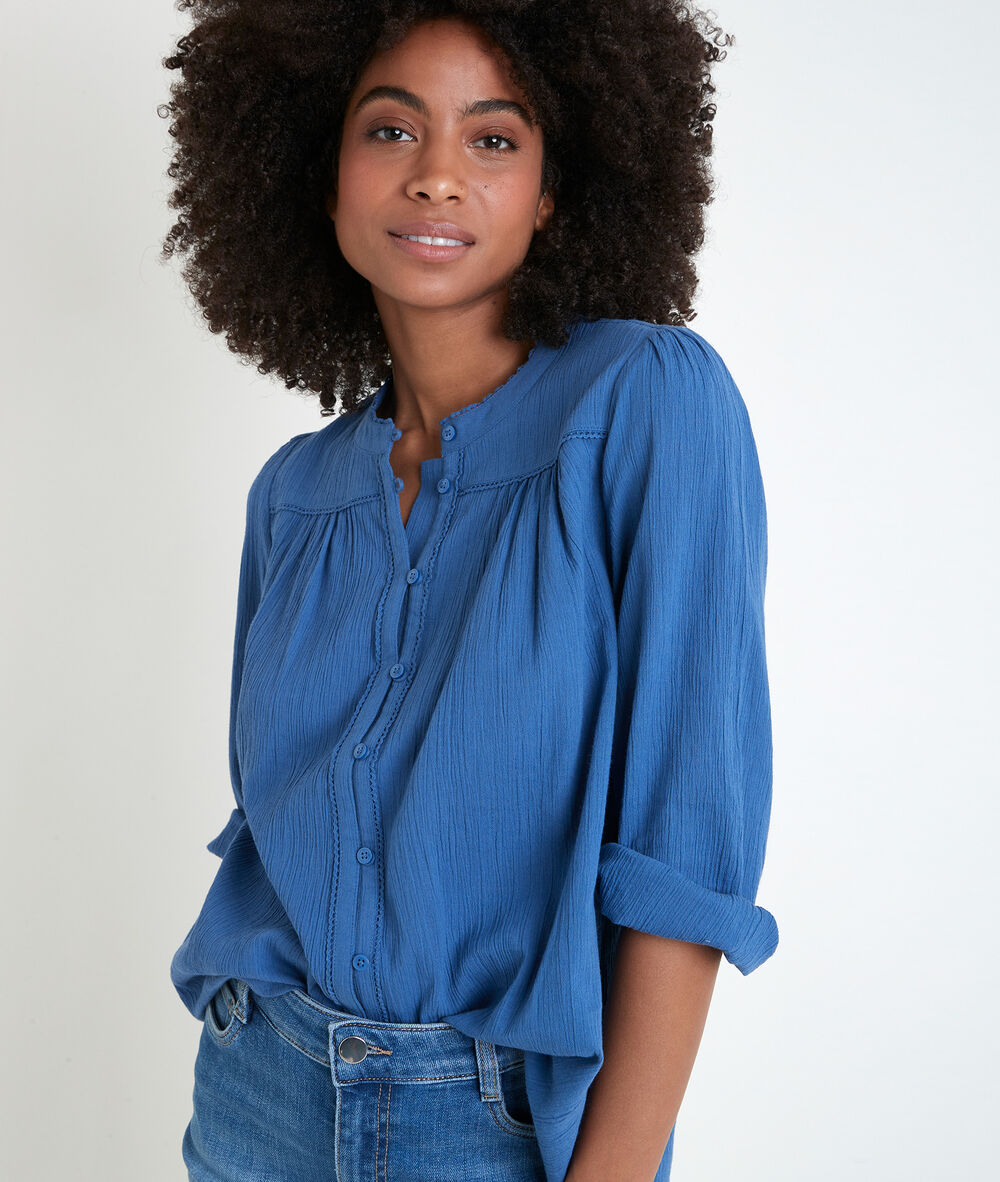 Tobby blue cotton blouse bleu.
