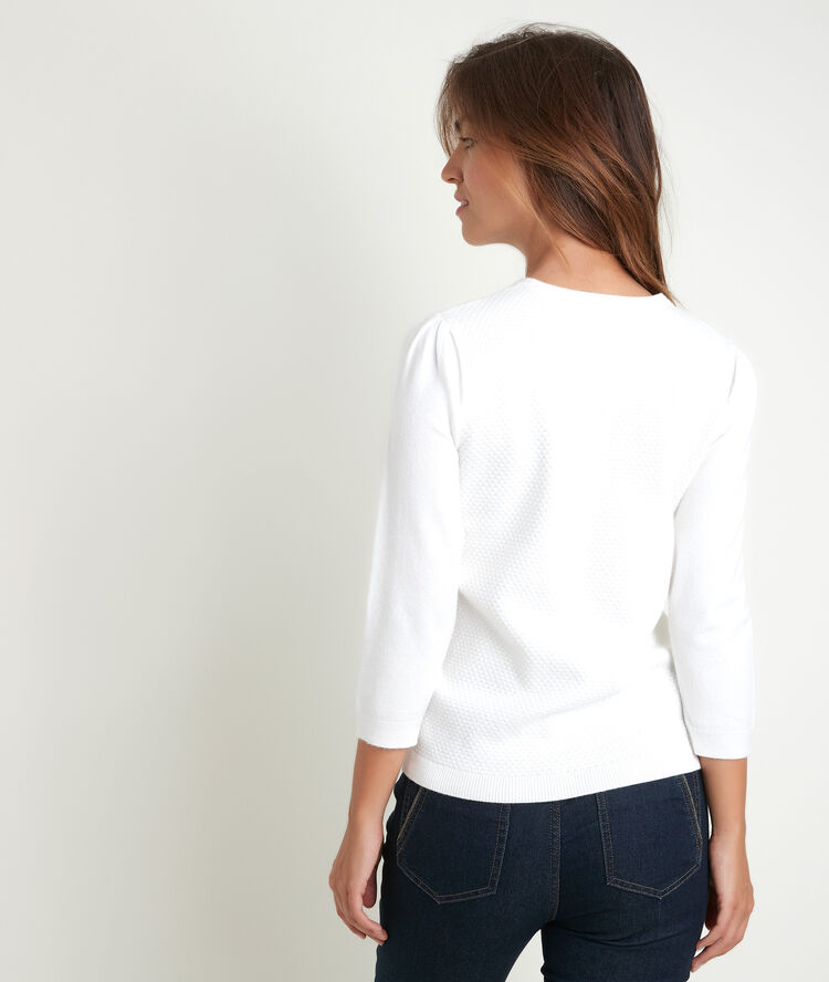 Rimel ecru honeycomb pullover ecru.