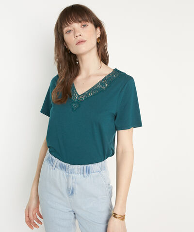 Melodie teal cotton and lace T-shirt  PhotoZ | 1-2-3