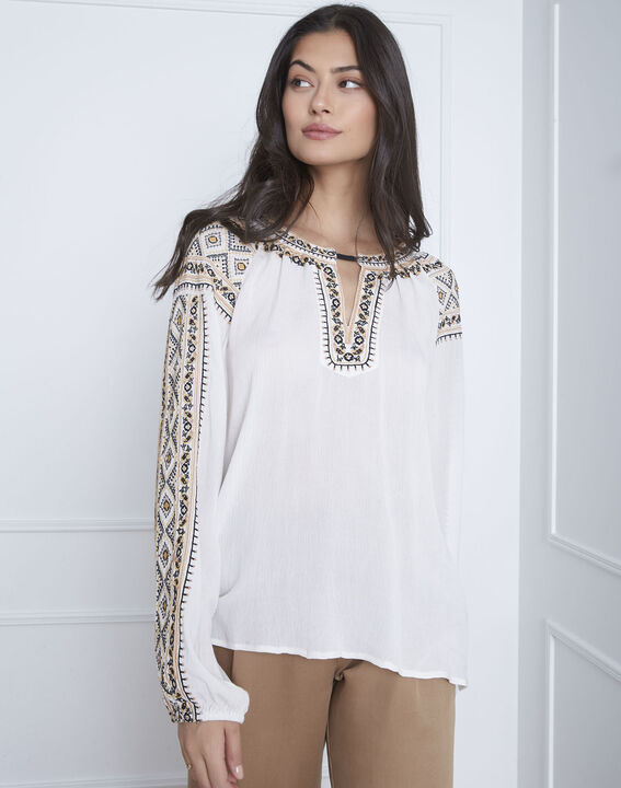 Vahan embroidered ecru blouse | 1-2-3 Vahan embroidered ecru blouse PhotoZ | 1-2-3