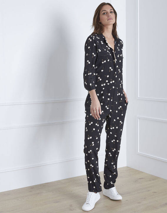 Lisa cherry print black jumpsuit | 1-2-3 Lisa cherry print black jumpsuit PhotoZ | 1-2-3