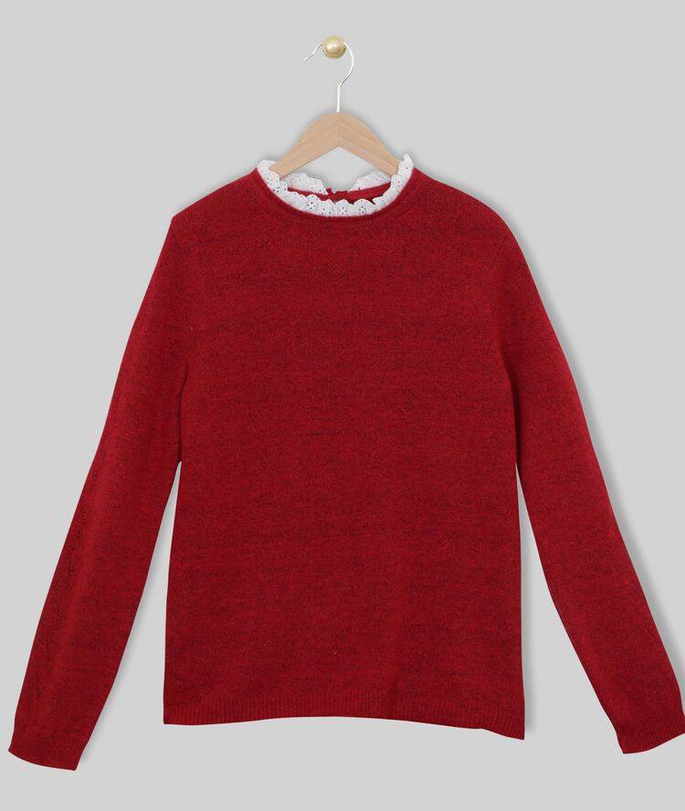 Froufrou patterned collar lurex pullover lipstick.