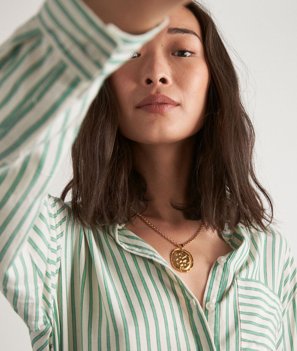 Tiana green striped shirt PhotoZ | 1-2-3
