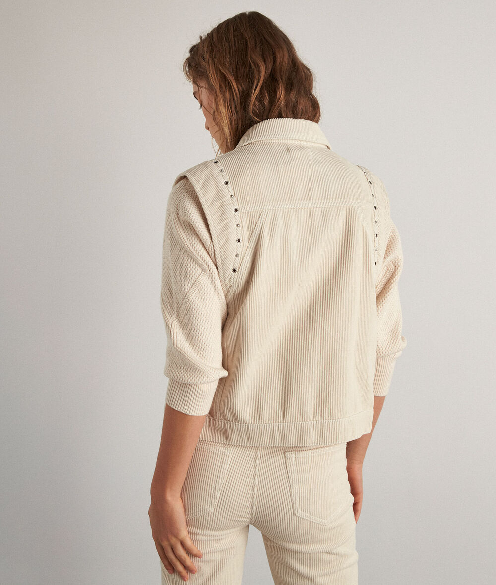 Fanfan cream sleeveless corduroy jacket PhotoZ | 1-2-3