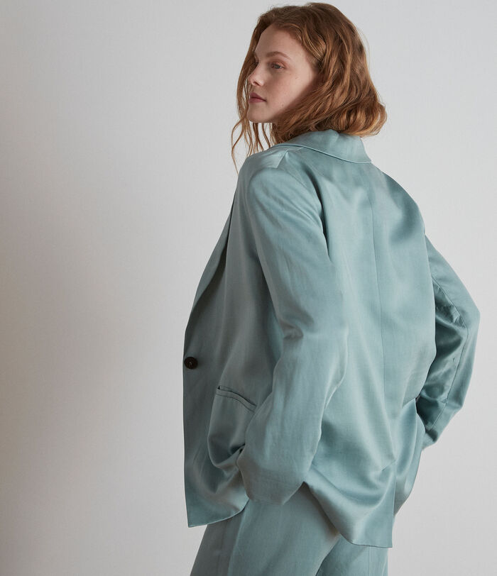 Adele celadon satin Lyocell suit jacket PhotoZ | 1-2-3