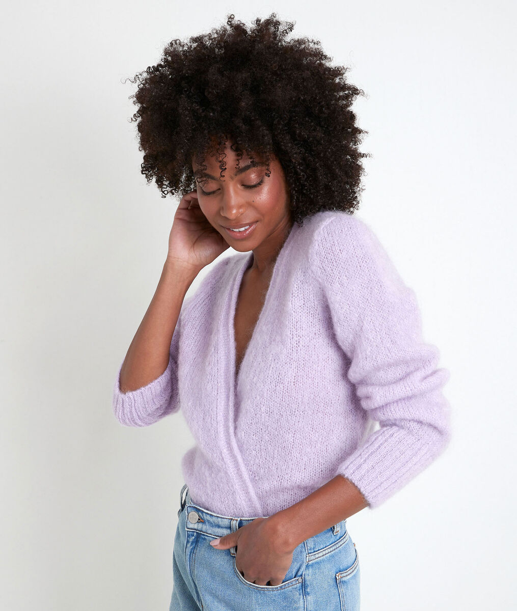 Rozelle mauve mohair blend cardigan | 1-2-3 Rozelle mauve mohair blend cardigan PhotoZ | 1-2-3