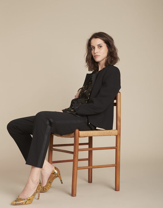 Charme black microfibre and grosgrain jacket | 1-2-3 Charme black microfibre and grosgrain jacket PhotoZ | 1-2-3