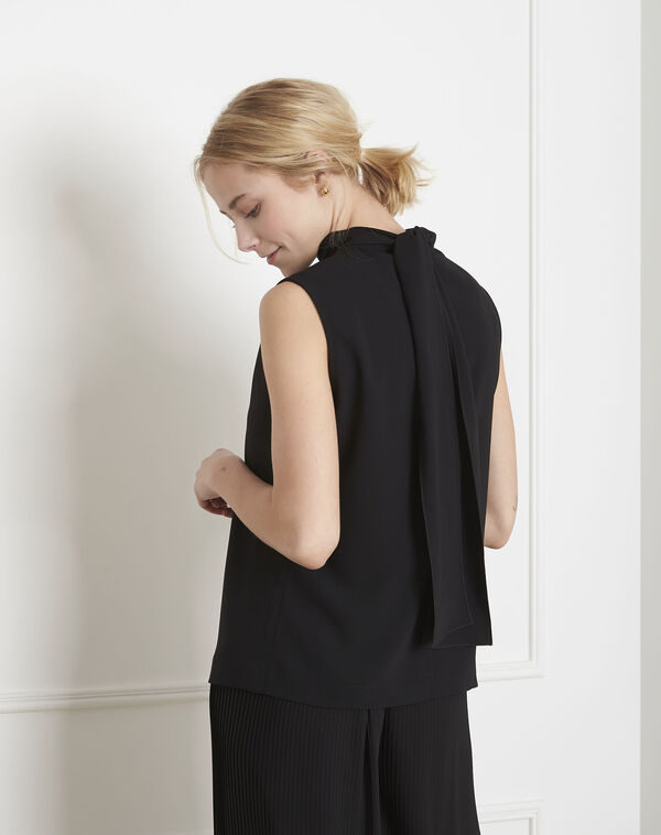 Chimene black scarf-neck top black.
