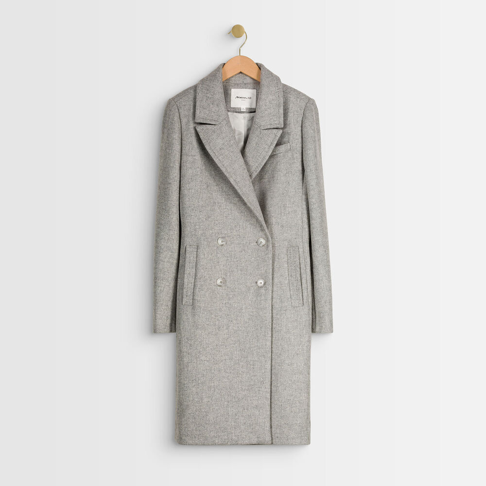 Jeff straight-cut grey coat chine clair.