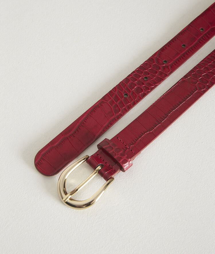 Karine fuchsia mock croc leather belt light fuscia.