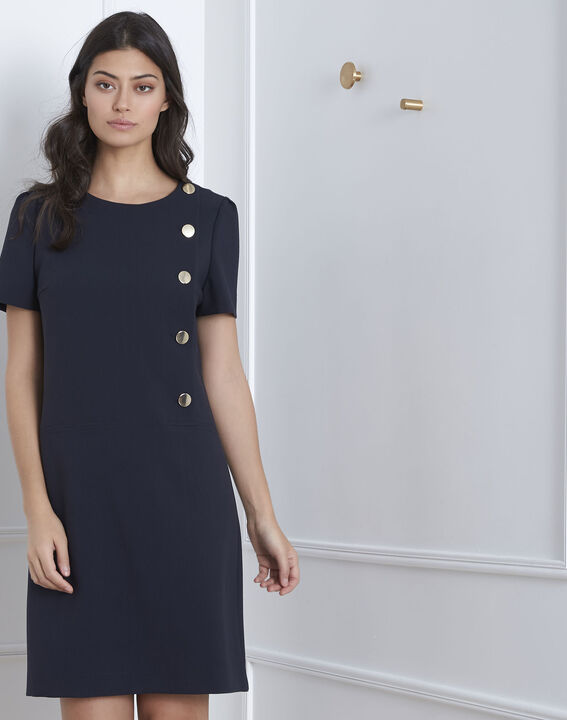 Defi navy dress with big buttons | 1-2-3 Defi navy dress with big buttons PhotoZ | 1-2-3