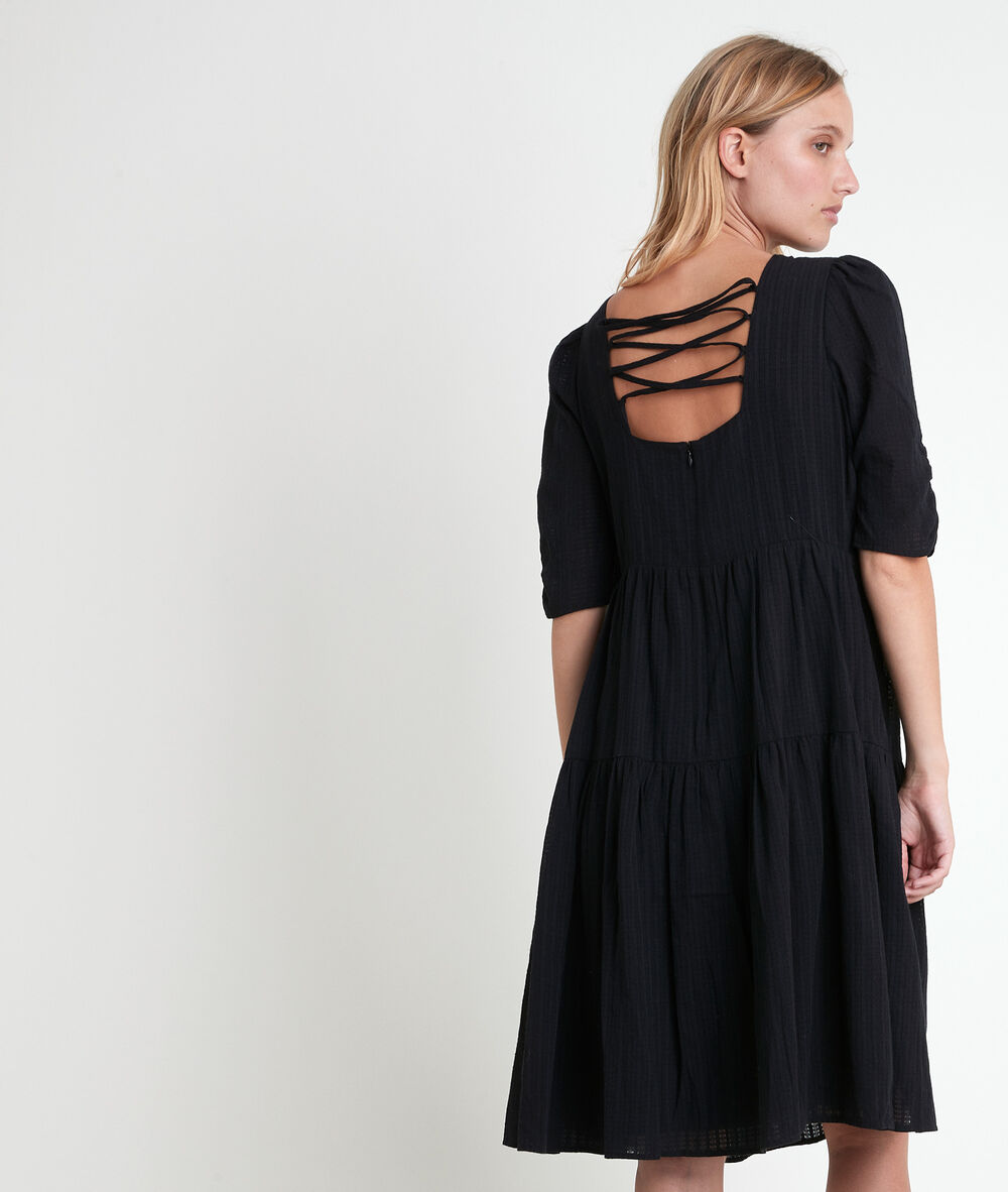 Lorene swishy black dress noir.