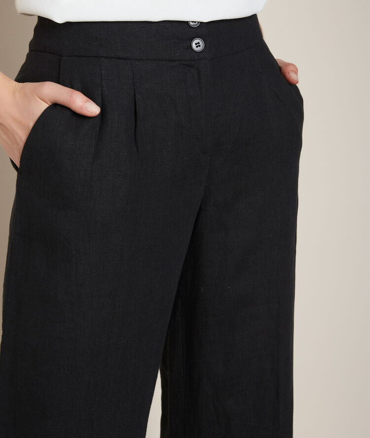 Galaxy black wide-leg linen trousers black.