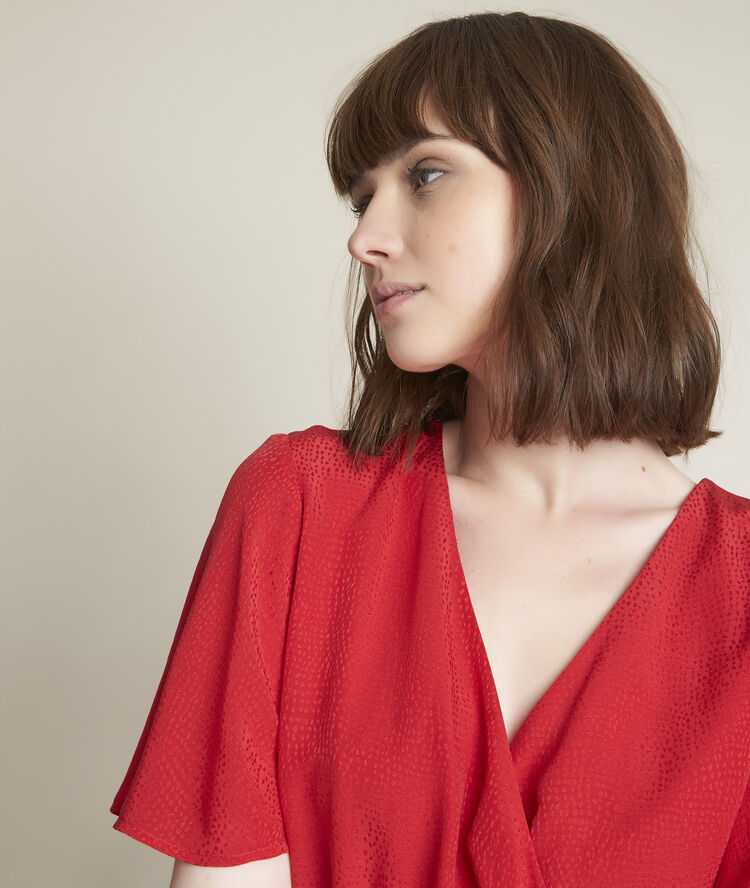 Carly jacquard silk dress coral.