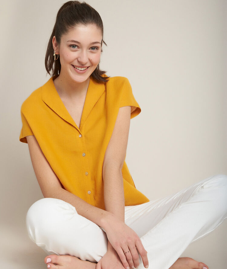 Estelle saffron linen top saffron.