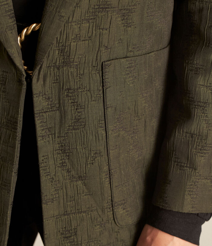 Alizee oversize blazer in khaki jacquard PhotoZ | 1-2-3