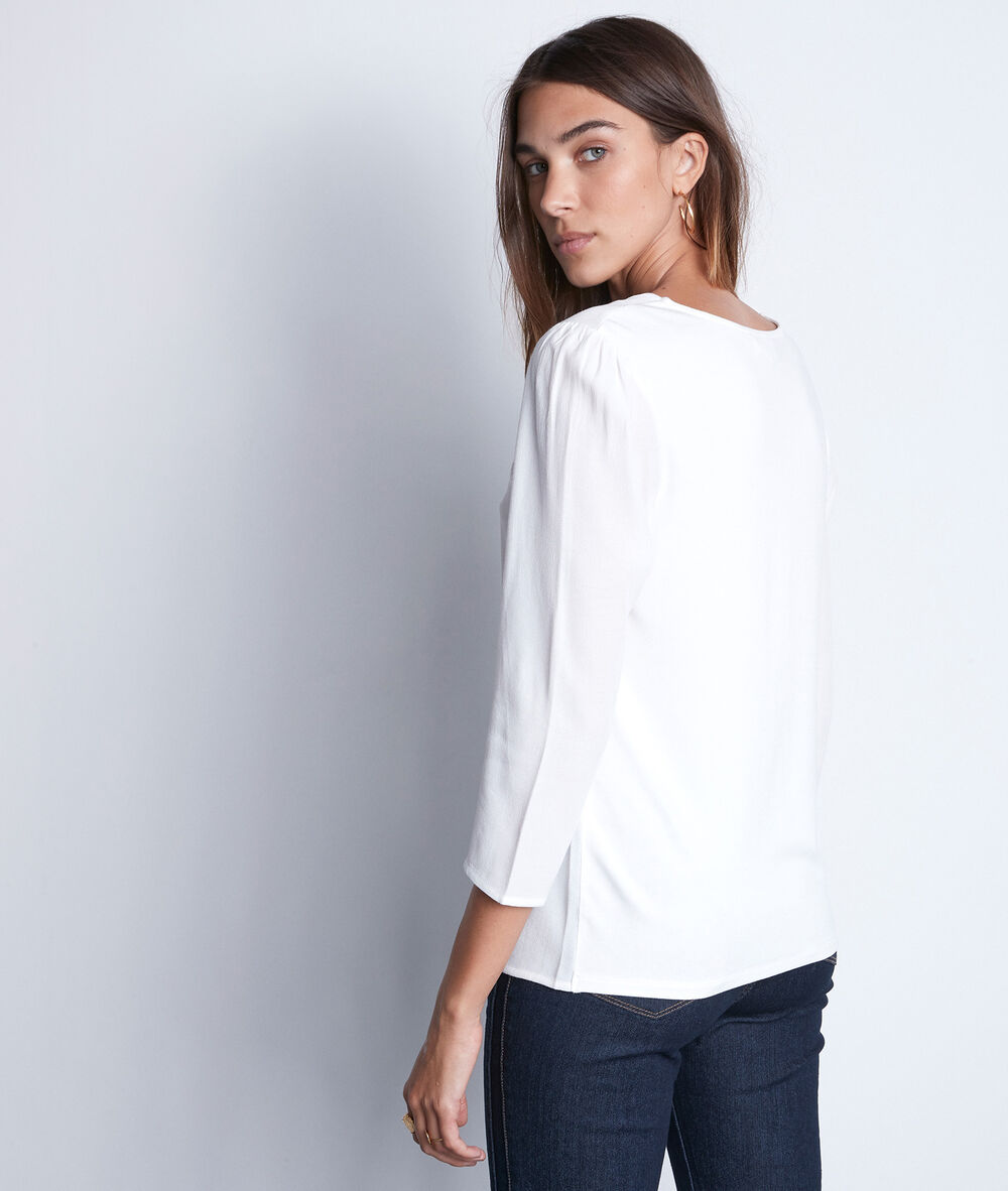 Will ecru lace dual-fabric top ecru.