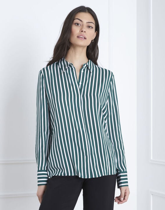 Vanessa green striped blouse | 1-2-3 Vanessa green striped blouse PhotoZ | 1-2-3