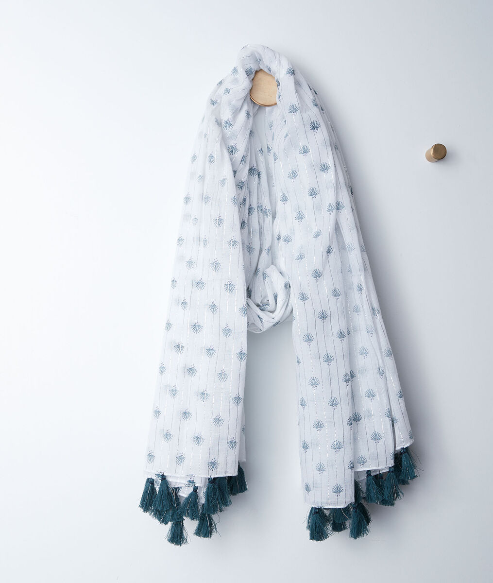 Basil printed fringed scarf | 1-2-3 Basil printed fringed scarf PhotoZ | 1-2-3