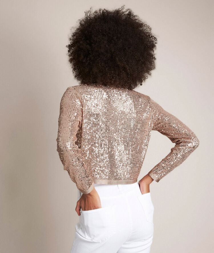 Rock cropped sequinned cardigan blotting paper.