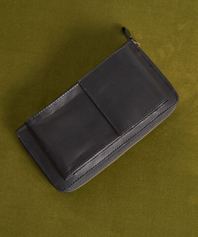 Jade smooth black leather phone case PhotoZ | 1-2-3
