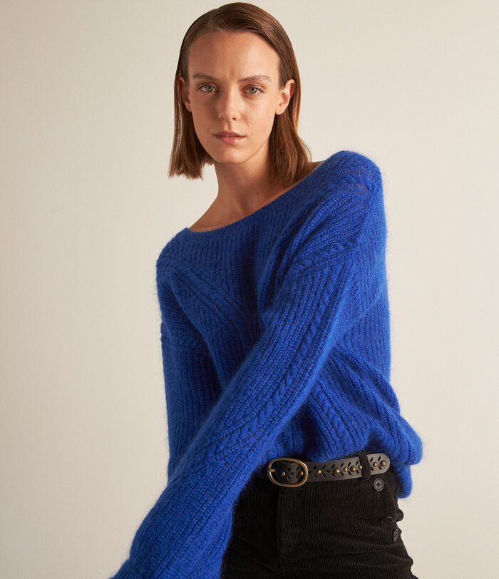 Bianca blue wool and mohair oversize pullover