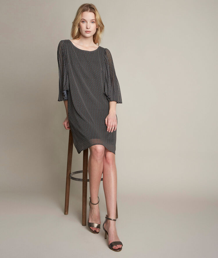 Olivia printed crepe dress black.