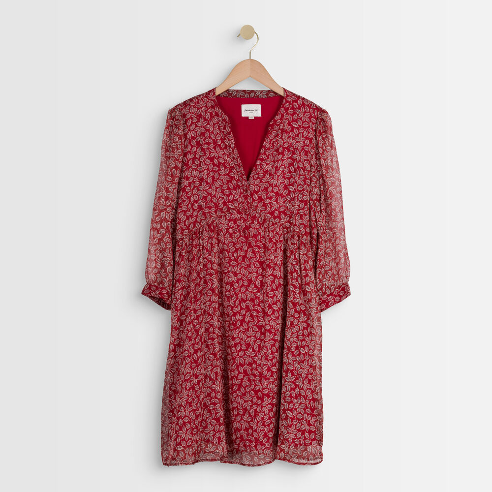 Calypso red floral printed dress bourgogne.