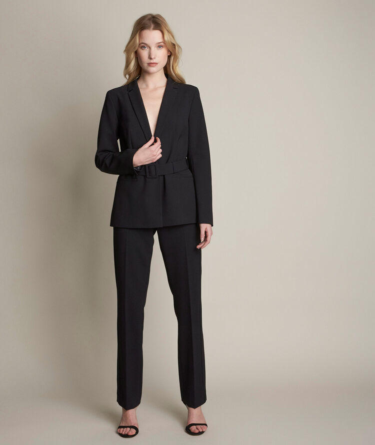 Baci black belted microfibre jacket black.