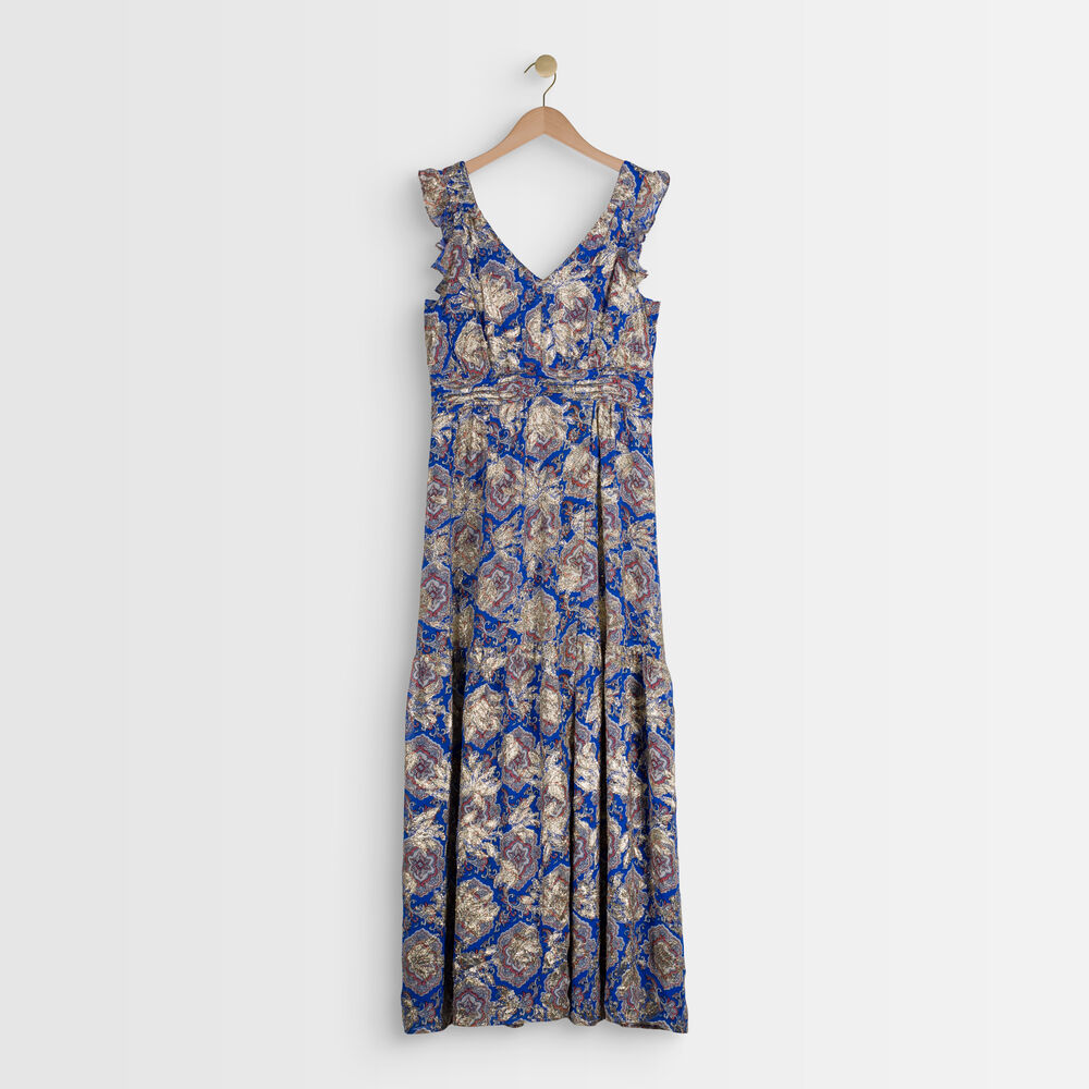 Marie printed lurex maxi dress myosotis.