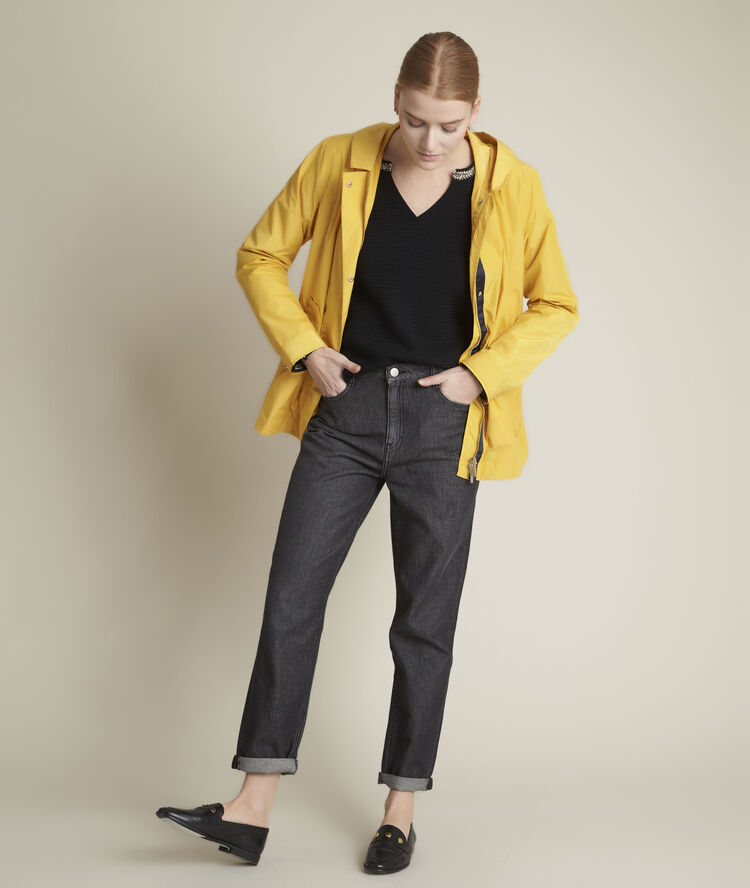 Fara yellow hooded parka honey.