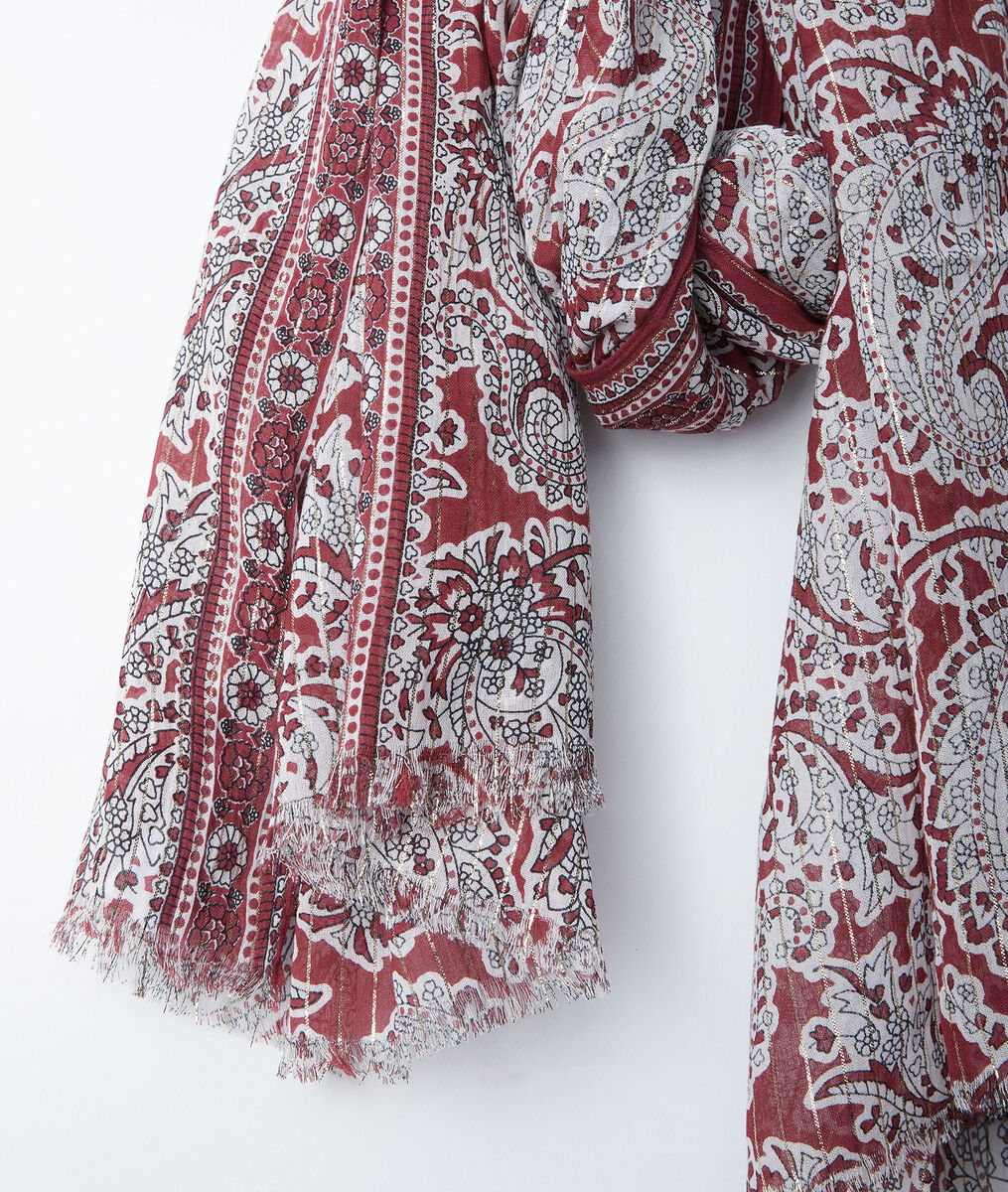 Bianca red cashmere printed scarf | 1-2-3 Bianca red cashmere printed scarf PhotoZ | 1-2-3