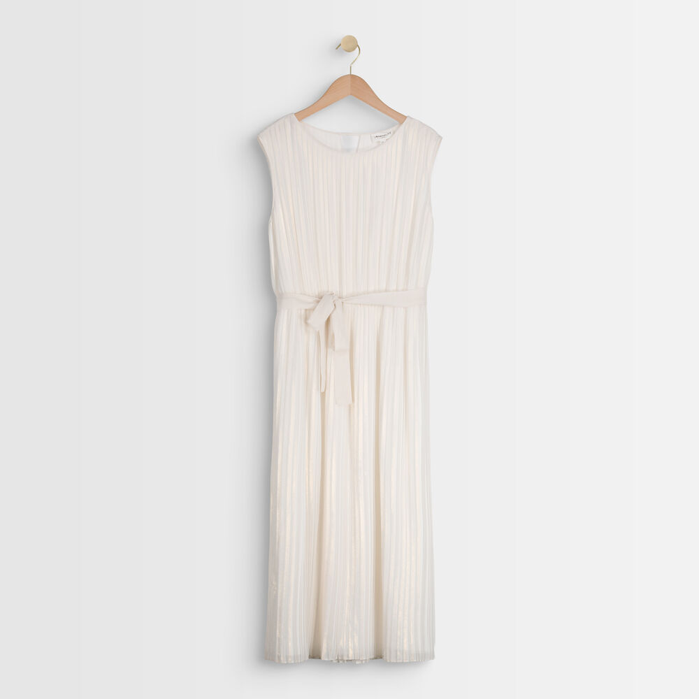 Marlène iridescent ecru pleated dress ecru.