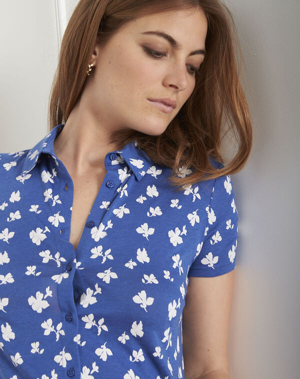 Patty blue printed t-shirt mid blue.