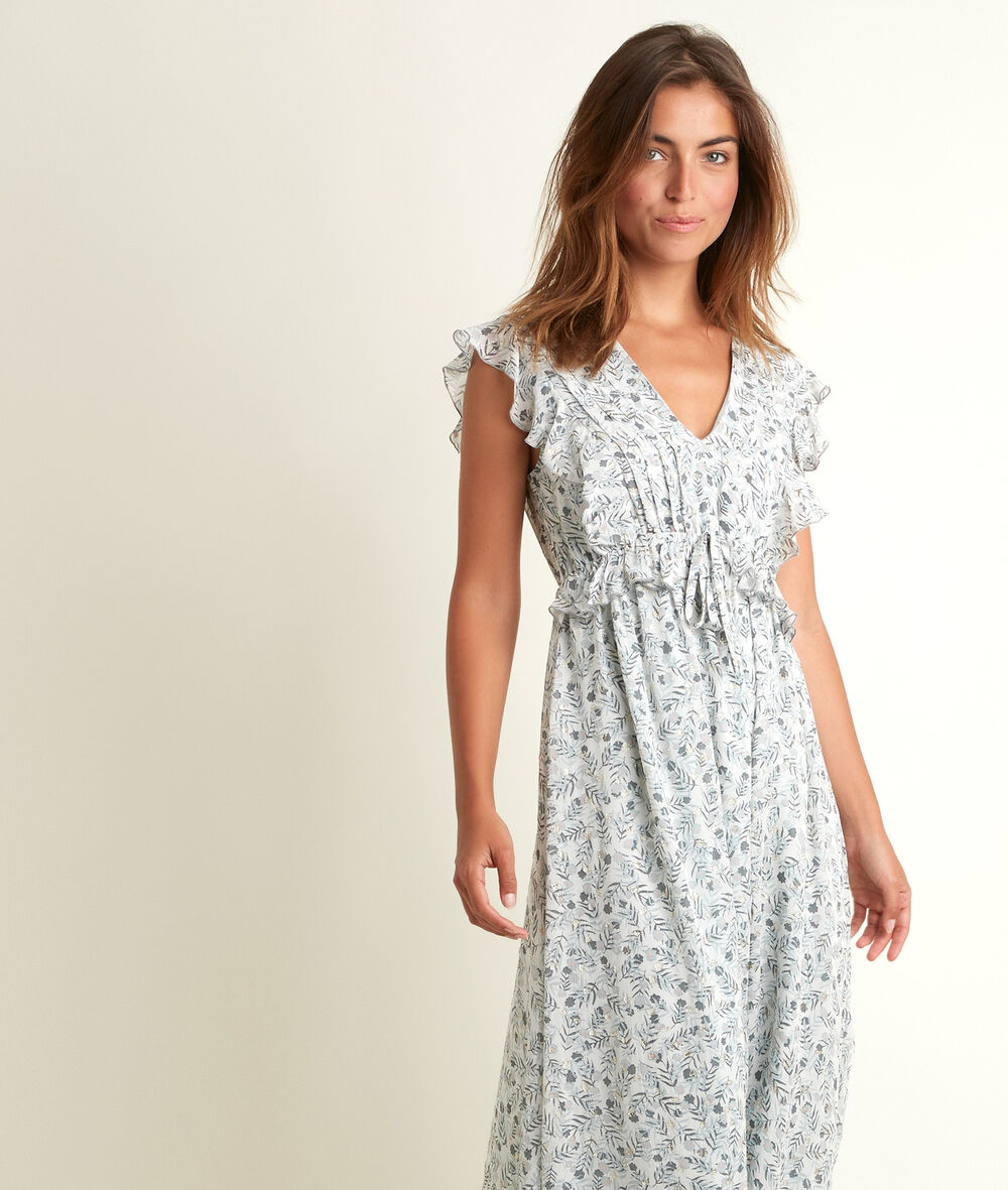 Nora long printed dress celadon.