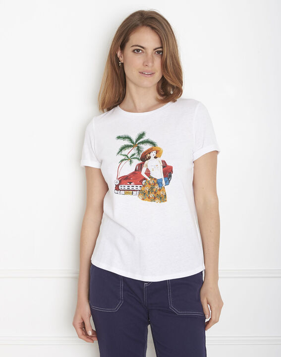 Padillac ecru printed T-shirt | 1-2-3 Padillac ecru printed T-shirt PhotoZ | 1-2-3