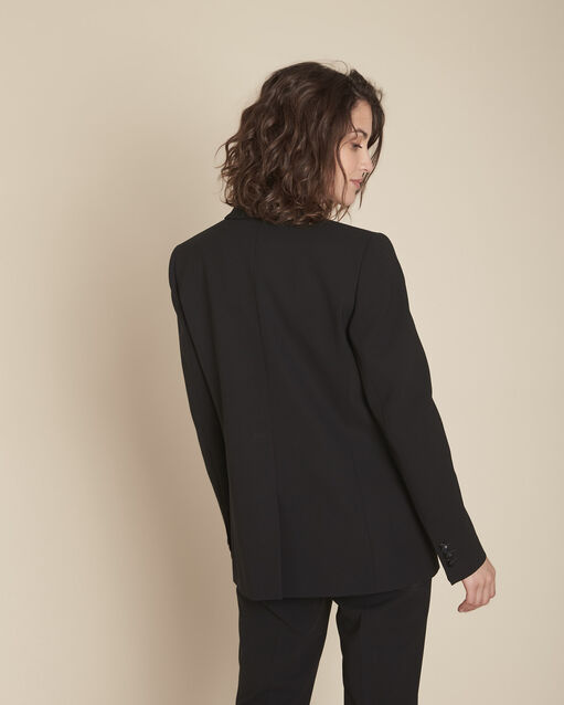 Stella black microfibre shawl collar jacket black.