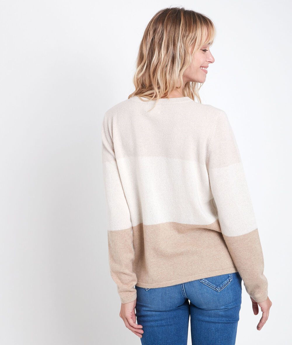 Ramon striped cashmere pullover camel clair.