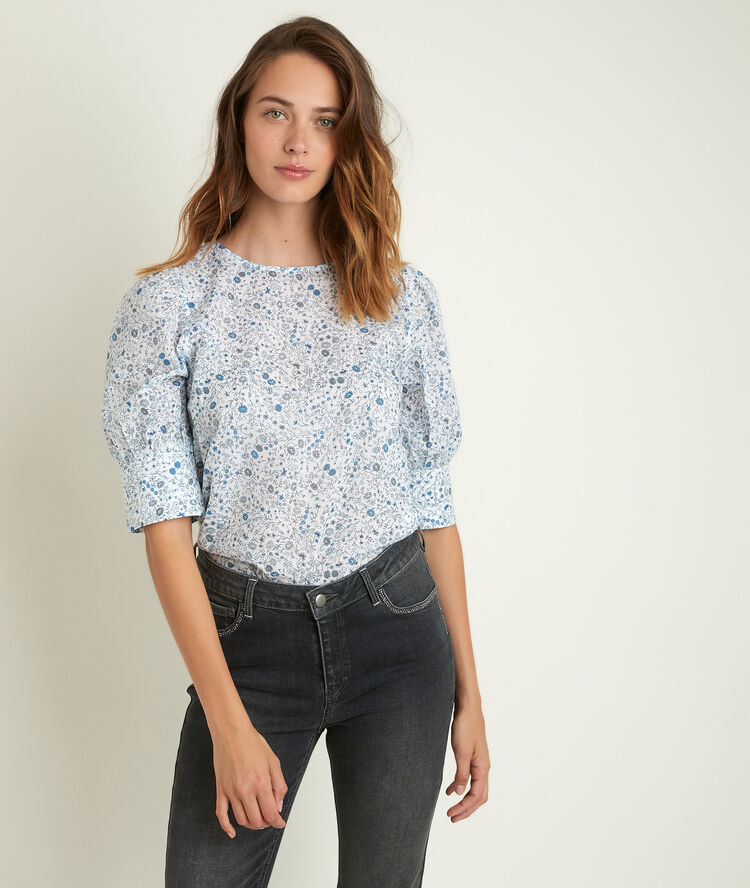 Davallia print top blanc.
