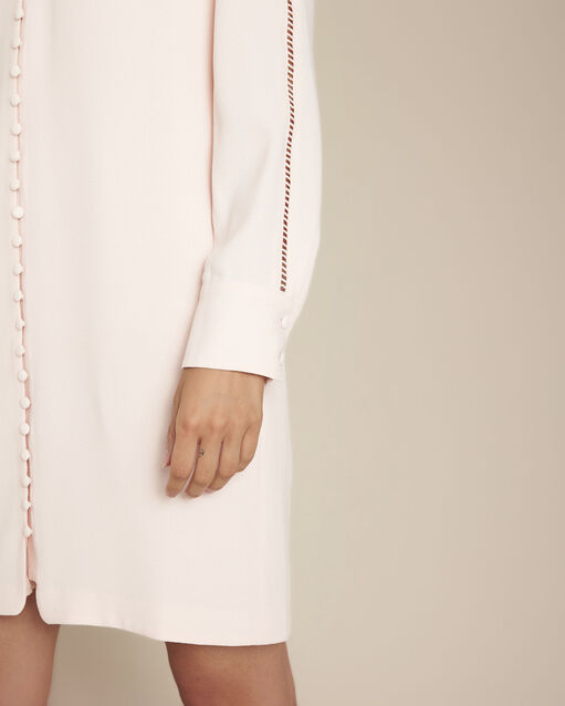 Isaure pink dress with covered buttons (2) - Maison 123