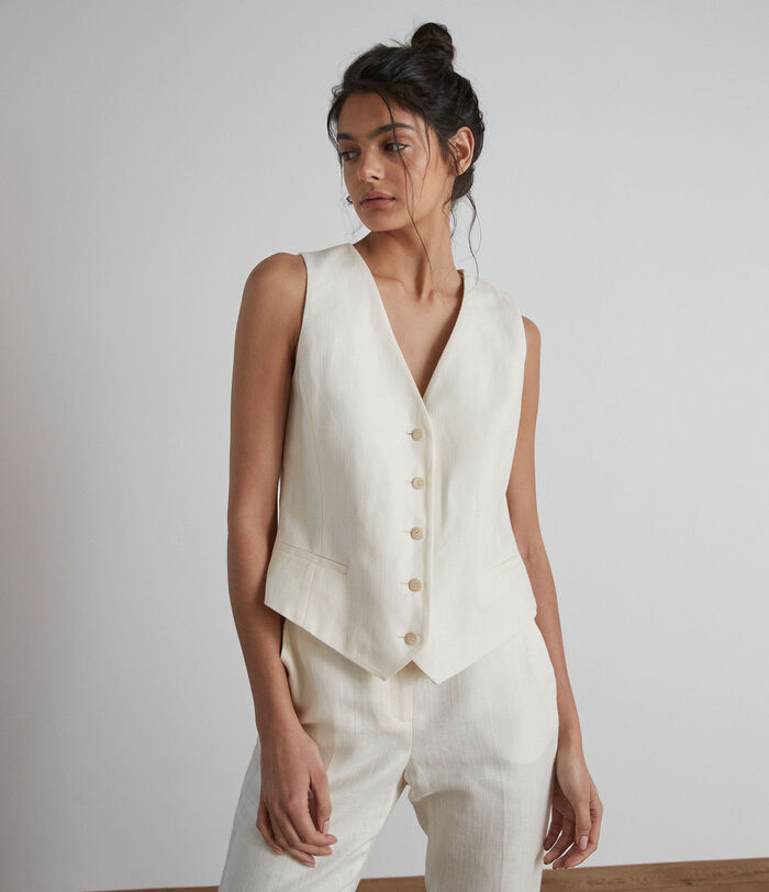 Diane masculine waistcoat in ecru cotton PhotoZ | 1-2-3