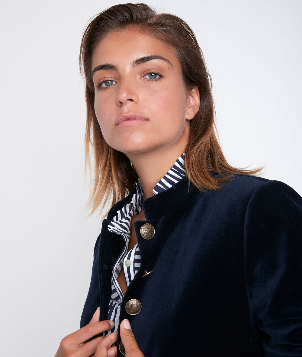 Tang navy velvet officer-style jacket marine.