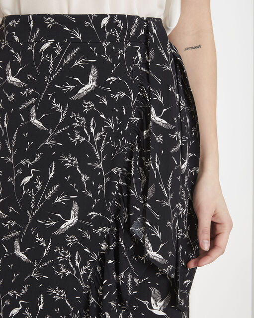 Senvol black floral print skirt black/white.