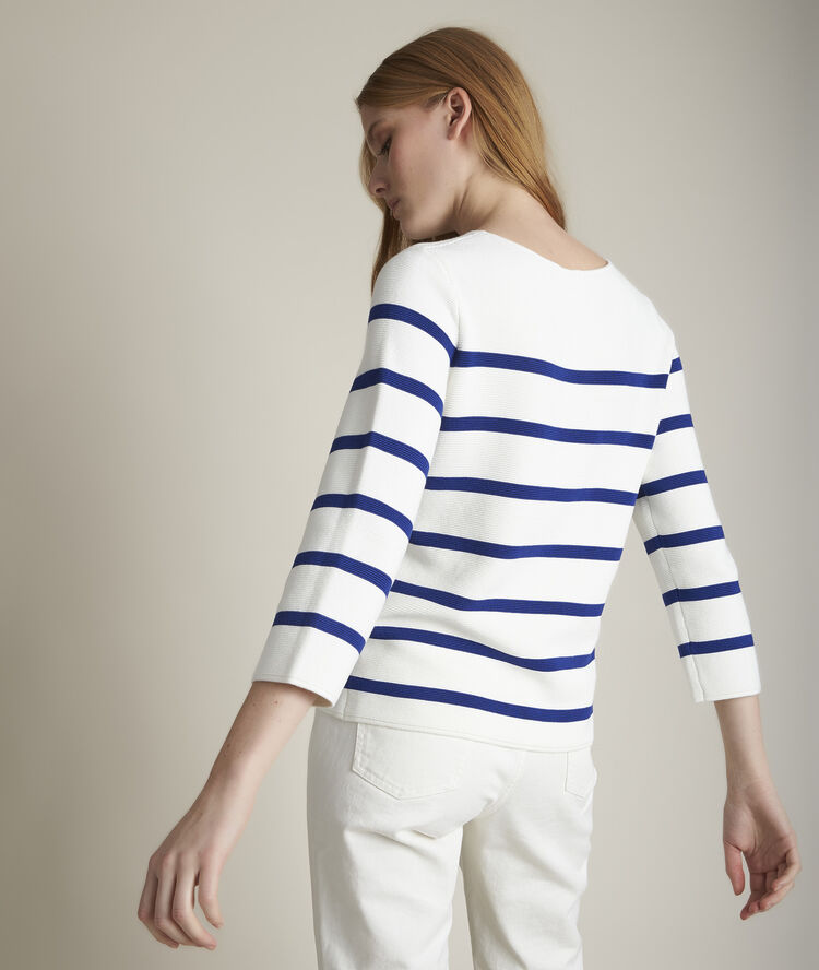 Macadamia striped ottoman jumper cobalt blue.