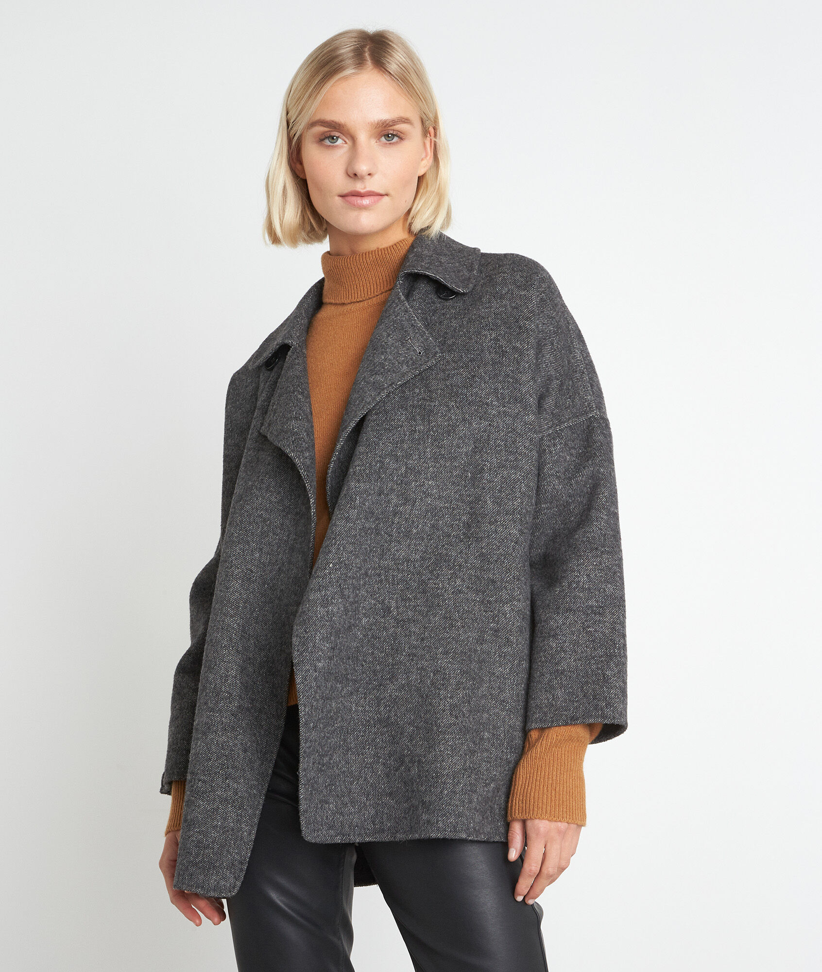 short grey wool coat